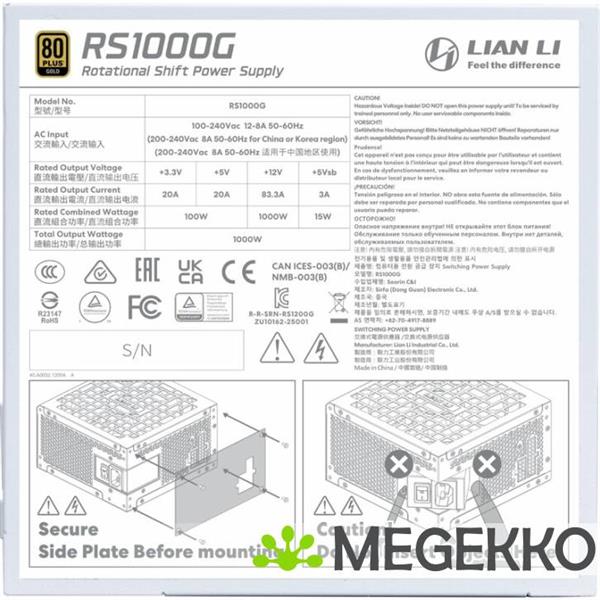 Grote foto lian li rotational shift gold 1000w white computers en software overige