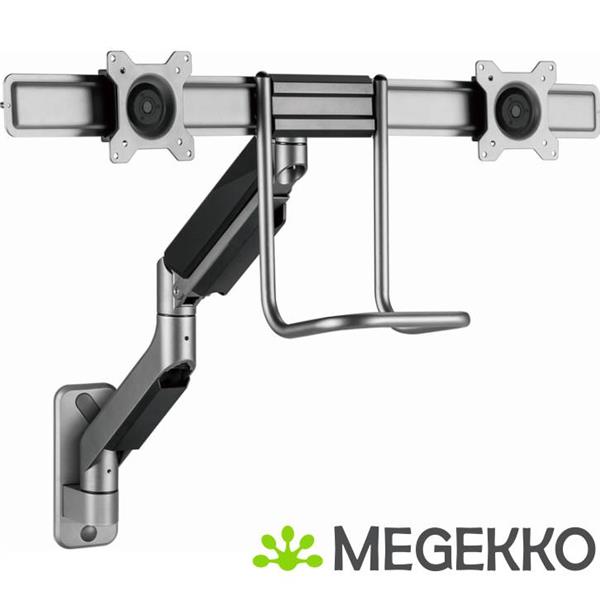 Grote foto gembird monitorarm met gasveer en muurbevestiging voor 2 monitoren computers en software overige computers en software
