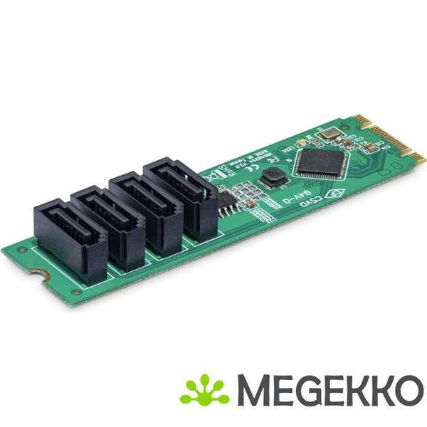 Grote foto startech.com m.2 naar 4 port sata adapter kaart m.2 pcie 3.0 naar sata hdd ssd uitbreidingskaart computers en software overige computers en software
