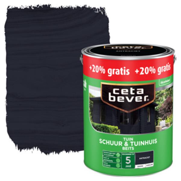 Grote foto cetabever schuur tuinhuis beits 3 liter antraciet doe het zelf en verbouw verven en sierpleisters
