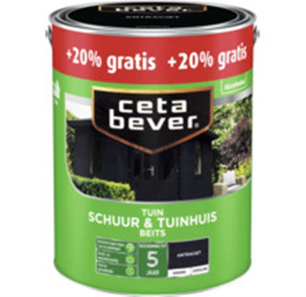 Grote foto cetabever schuur tuinhuis beits 3 liter antraciet doe het zelf en verbouw verven en sierpleisters