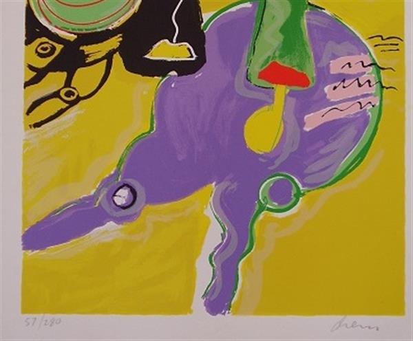 Grote foto peter diem cosmic cow yellow antiek en kunst litho en zeefdrukken