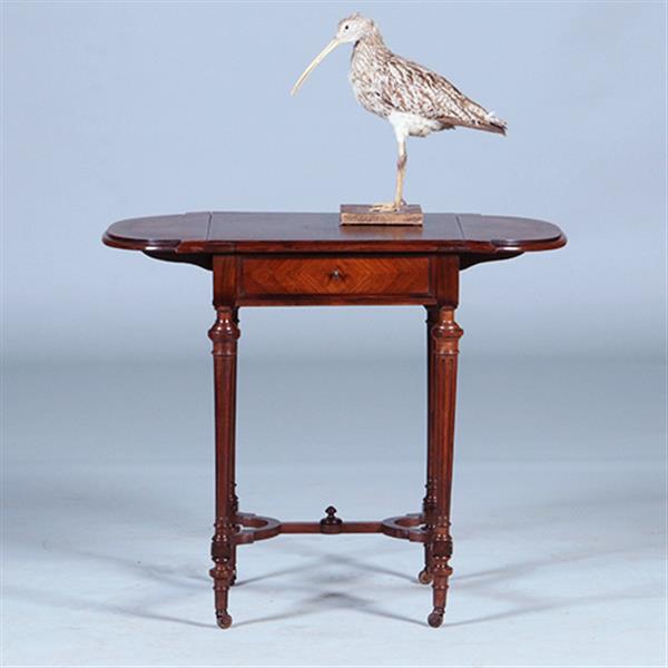 Grote foto palissander tafeltje met 2 hangoren een lade en opklapbare spiegel ca 1850 no.400930 antiek en kunst stoelen en banken