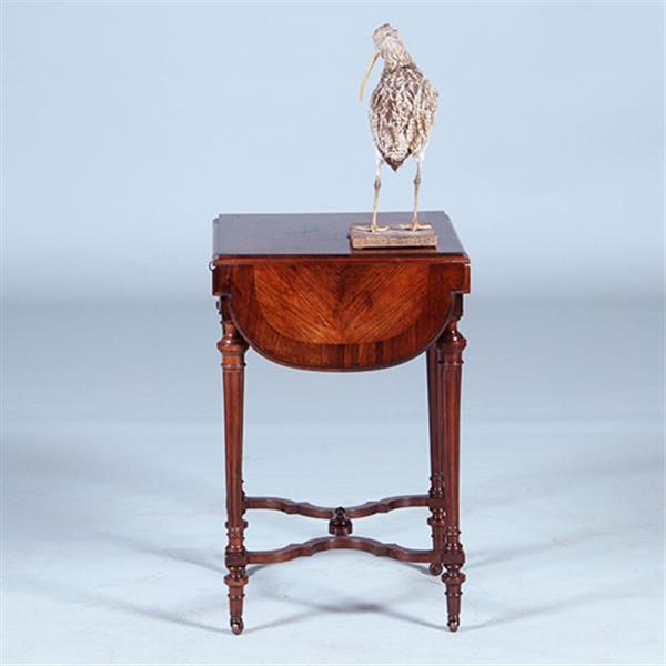 Grote foto palissander tafeltje met 2 hangoren een lade en opklapbare spiegel ca 1850 no.400930 antiek en kunst stoelen en banken