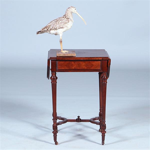 Grote foto palissander tafeltje met 2 hangoren een lade en opklapbare spiegel ca 1850 no.400930 antiek en kunst stoelen en banken