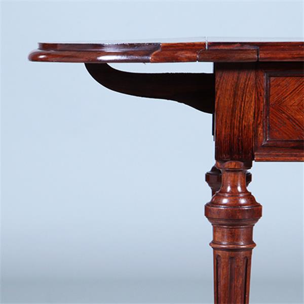 Grote foto palissander tafeltje met 2 hangoren een lade en opklapbare spiegel ca 1850 no.400930 antiek en kunst stoelen en banken