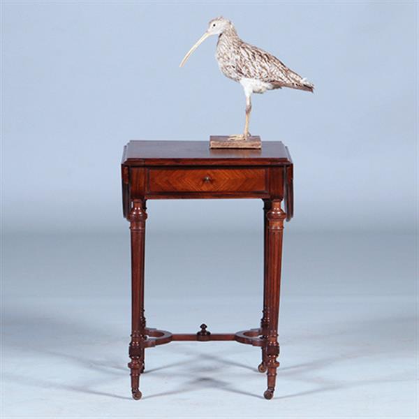 Grote foto palissander tafeltje met 2 hangoren een lade en opklapbare spiegel ca 1850 no.400930 antiek en kunst stoelen en banken