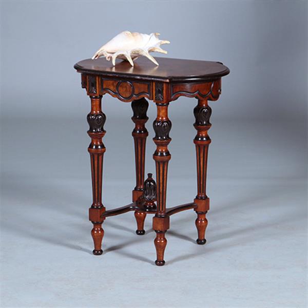 Grote foto kordate willem iii bijzettafel in noten met zwart bijzonder gedetailleerd en gesneden no.400935 antiek en kunst stoelen en banken