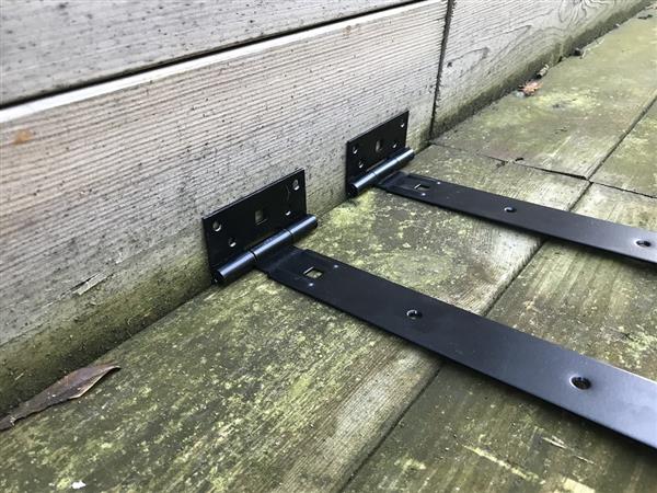 Grote foto set grote scharnieren 400 mm zwart gecoat doe het zelf en verbouw materialen en producten