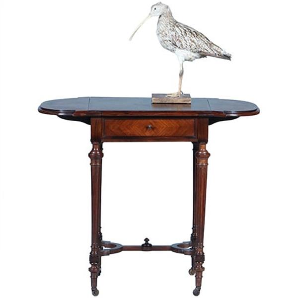 Grote foto palissander tafeltje met 2 hangoren een lade en opklapbare spiegel ca 1850 no.400930 antiek en kunst stoelen en banken