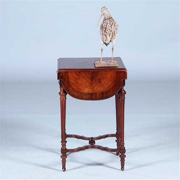 Grote foto palissander tafeltje met 2 hangoren een lade en opklapbare spiegel ca 1850 no.400930 antiek en kunst stoelen en banken