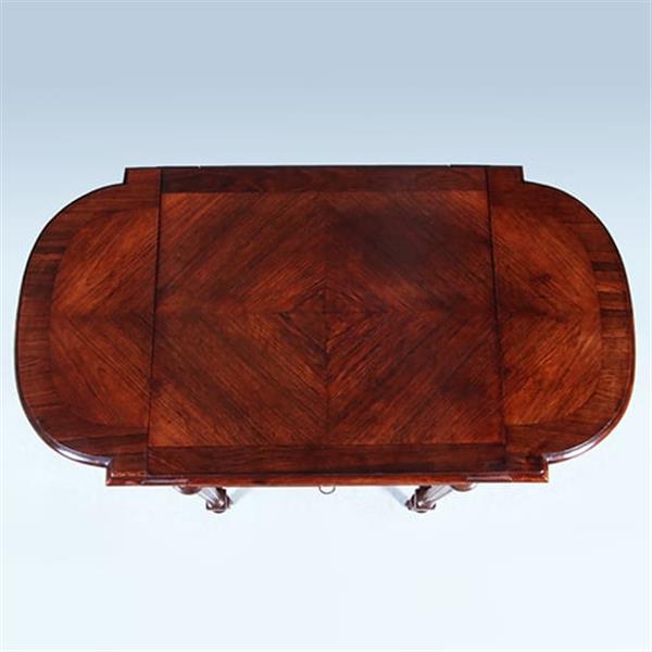 Grote foto palissander tafeltje met 2 hangoren een lade en opklapbare spiegel ca 1850 no.400930 antiek en kunst stoelen en banken