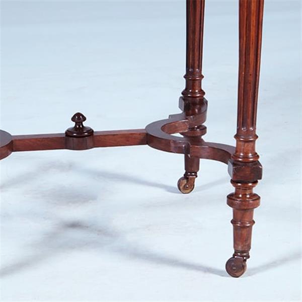 Grote foto palissander tafeltje met 2 hangoren een lade en opklapbare spiegel ca 1850 no.400930 antiek en kunst stoelen en banken