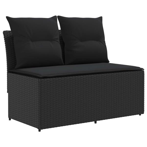 Grote foto vidaxl 2 stuk tuin middelste sofa met uitschuiftafel poly rattan zwart tuin en terras tuinmeubelen