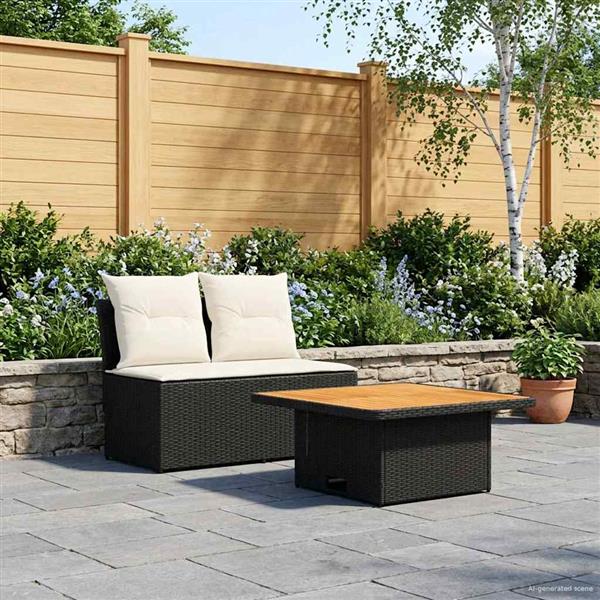 Grote foto vidaxl 2 stuk tuin middelste sofa met uitschuiftafel poly rattan tuin en terras tuinmeubelen