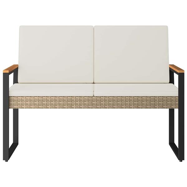 Grote foto vidaxl tuinbank beige en cr me wit 107 x 61 x 80 cm poly rattan tuin en terras tuinmeubelen