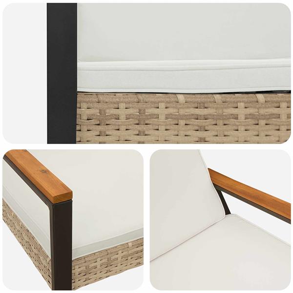 Grote foto vidaxl tuinbank beige en cr me wit 107 x 61 x 80 cm poly rattan tuin en terras tuinmeubelen