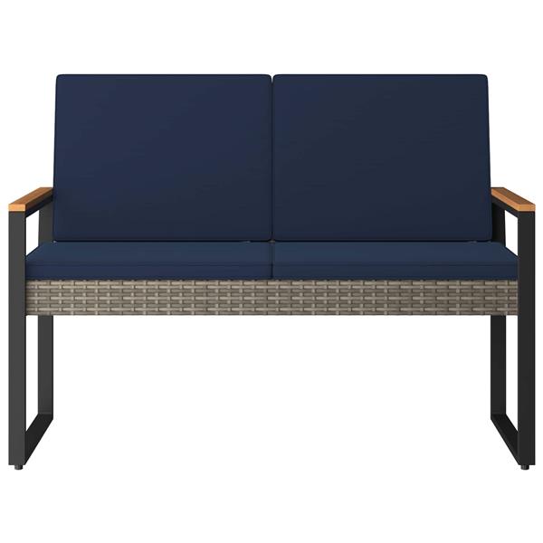 Grote foto vidaxl tuinbank grijs en marineblauw 107 x 61 x 80 cm poly rattan tuin en terras tuinmeubelen