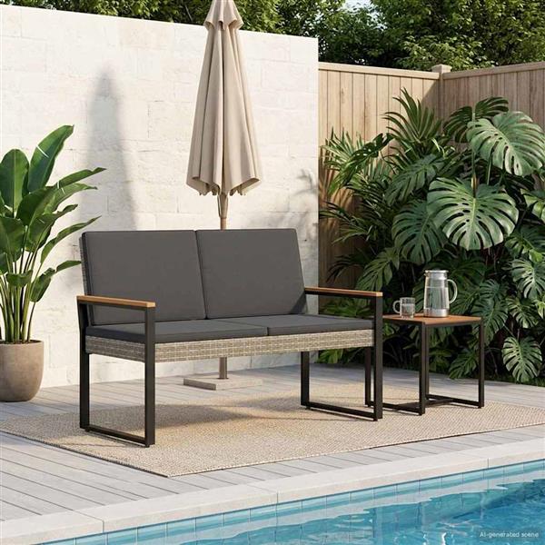 Grote foto vidaxl tuinbank grijs en donkergrijs 107 x 61 x 80 cm poly rattan tuin en terras tuinmeubelen