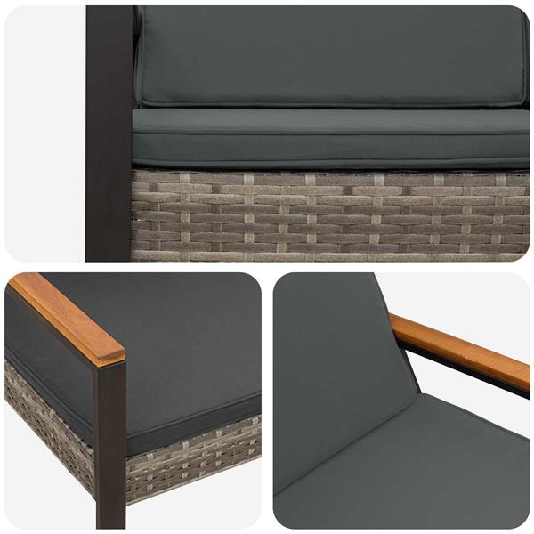 Grote foto vidaxl tuinbank grijs en donkergrijs 107 x 61 x 80 cm poly rattan tuin en terras tuinmeubelen