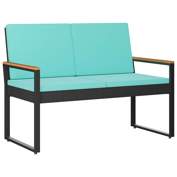 Grote foto vidaxl tuinbank zwart en turquoise 107 x 61 x 80 cm poly rattan tuin en terras tuinmeubelen