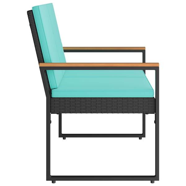 Grote foto vidaxl tuinbank zwart en turquoise 107 x 61 x 80 cm poly rattan tuin en terras tuinmeubelen