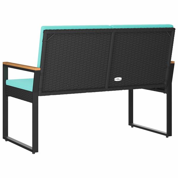 Grote foto vidaxl tuinbank zwart en turquoise 107 x 61 x 80 cm poly rattan tuin en terras tuinmeubelen