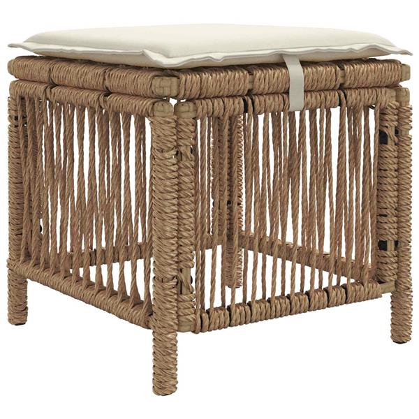 Grote foto vidaxl tuin eettafelset met kussen 3 pcs beige en cr me poly rattan tuin en terras tuinmeubelen