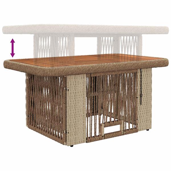 Grote foto vidaxl tuin eettafelset met kussen 3 pcs beige en cr me poly rattan tuin en terras tuinmeubelen