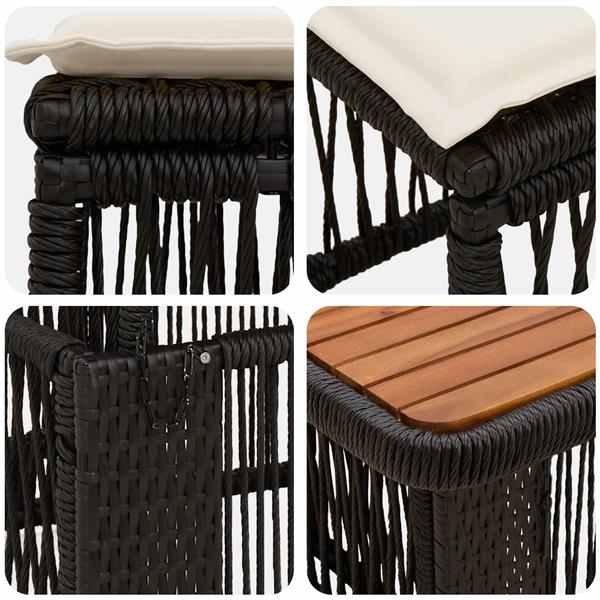 Grote foto vidaxl tuin eettafelset met kussen 4 pcs zwart en cr me poly rattan tuin en terras tuinmeubelen