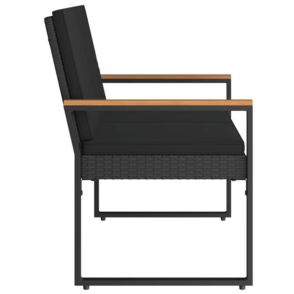 Grote foto vidaxl tuinbank met kussen zwart 107 x 61 x 80 cm poly rattan tuin en terras tuinmeubelen