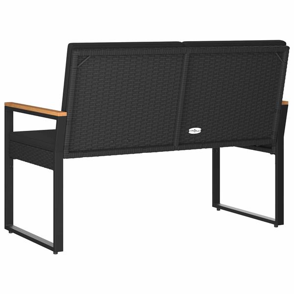 Grote foto vidaxl tuinbank met kussen zwart 107 x 61 x 80 cm poly rattan tuin en terras tuinmeubelen