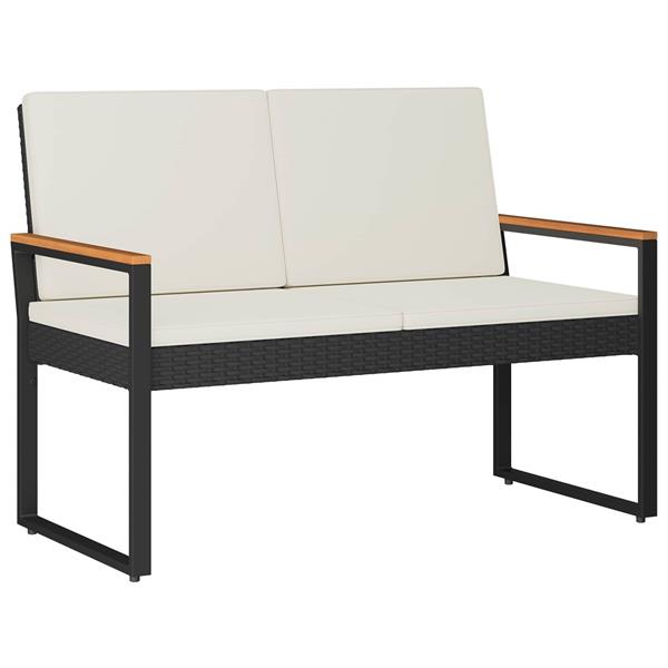 Grote foto vidaxl tuinbank zwart en cream wit 107 x 61 x 80 cm poly rattan tuin en terras tuinmeubelen