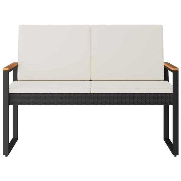 Grote foto vidaxl tuinbank zwart en cream wit 107 x 61 x 80 cm poly rattan tuin en terras tuinmeubelen