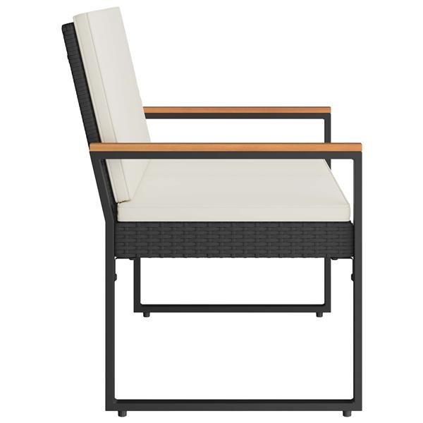 Grote foto vidaxl tuinbank zwart en cream wit 107 x 61 x 80 cm poly rattan tuin en terras tuinmeubelen