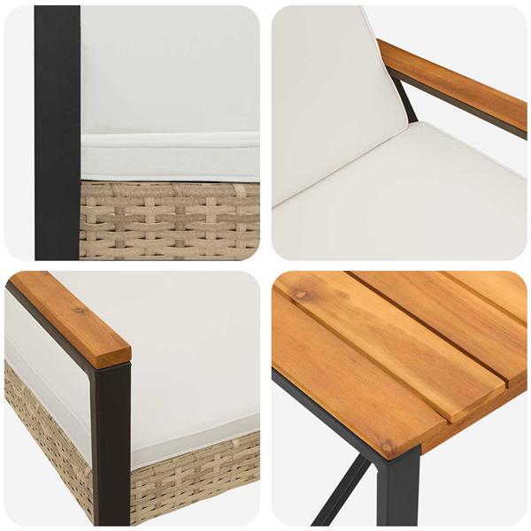 Grote foto vidaxl buitenmeubelset met kussen 3 pcs beige en cr me wit poly rattan tuin en terras tuinmeubelen