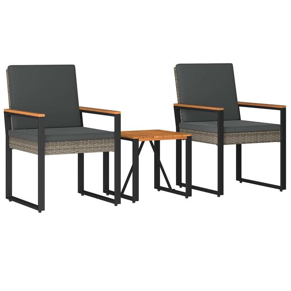 Grote foto vidaxl buitenmeubelset 3 pcs grijs en donkergrijs poly rattan tuin en terras tuinmeubelen