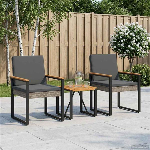 Grote foto vidaxl buitenmeubelset 3 pcs grijs en donkergrijs poly rattan tuin en terras tuinmeubelen