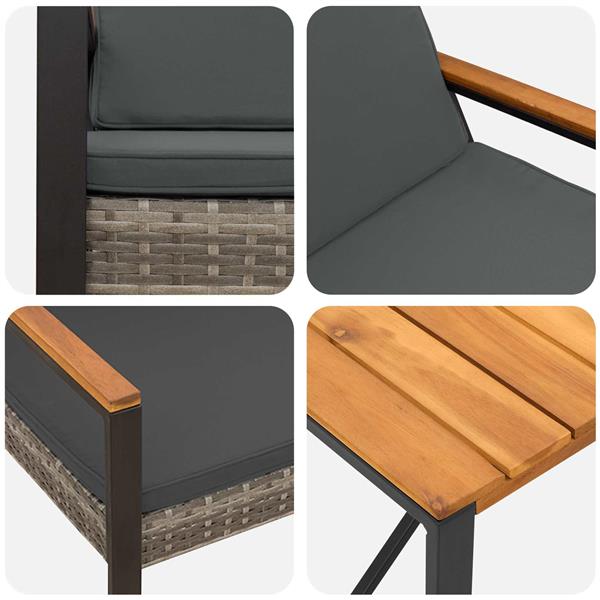 Grote foto vidaxl buitenmeubelset 3 pcs grijs en donkergrijs poly rattan tuin en terras tuinmeubelen