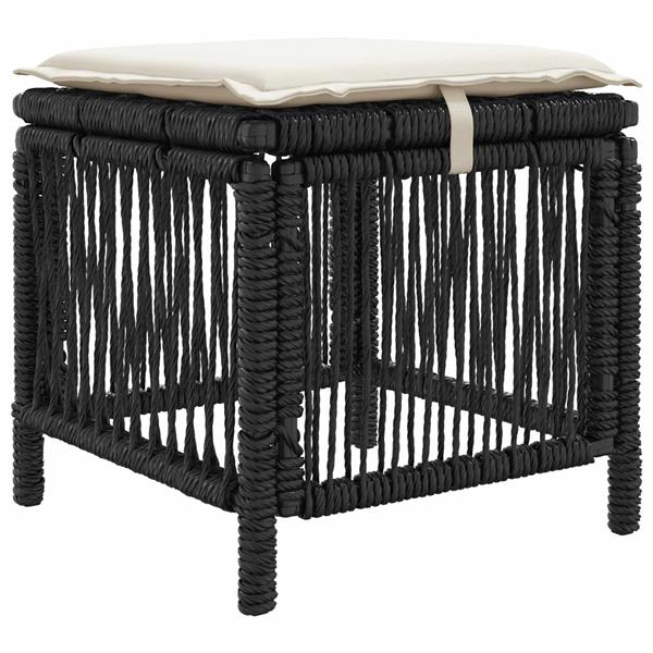 Grote foto vidaxl tuin eettafelset met kussen 3 pcs zwart en cr me poly rattan tuin en terras tuinmeubelen