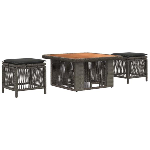 Grote foto vidaxl tuin eettafelset 3 pcs grijs en donkergrijs poly rattan tuin en terras tuinmeubelen