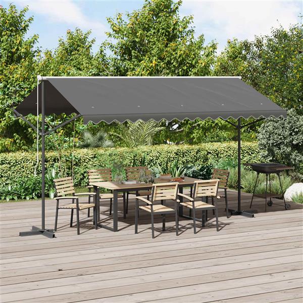 Grote foto vidaxl vrijstaande luifel grijs 4 3 m polyester tuin en terras overige tuin en terras