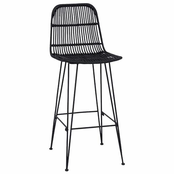 Grote foto vidaxl barkruk 2 pcs zwart 44 x 55 x 109 cm rattan en staal huis en inrichting krukken en barkrukken