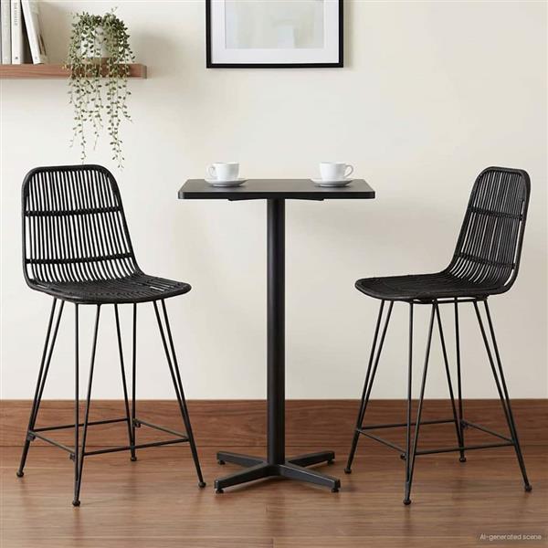 Grote foto vidaxl barkruk 2 pcs zwart 44 x 54 x 96 cm rattan en staal huis en inrichting krukken en barkrukken