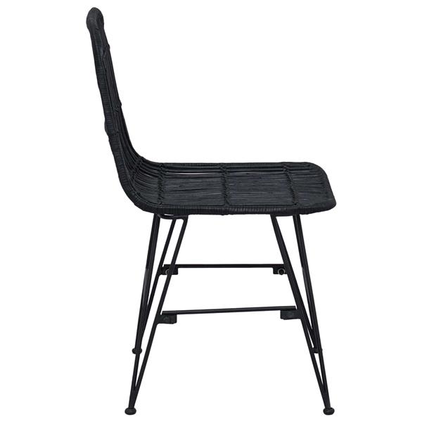 Grote foto vidaxl eetkamerstoel 2 pcs zwart 41 x 55 x 85 cm rattan en staal huis en inrichting stoelen