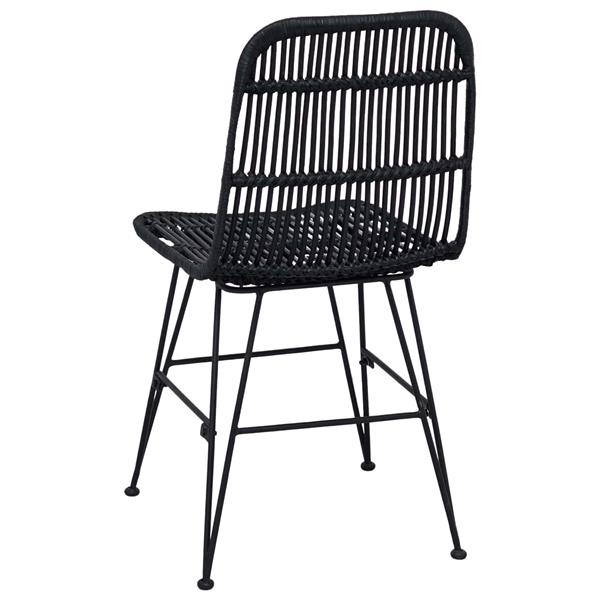 Grote foto vidaxl eetkamerstoel 2 pcs zwart 41 x 55 x 85 cm rattan en staal huis en inrichting stoelen