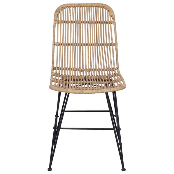 Grote foto vidaxl eetkamerstoel 2 pcs naturel 41 x 55 x 85 cm rattan en staal huis en inrichting stoelen