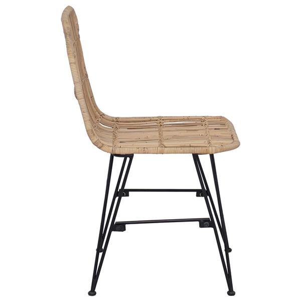 Grote foto vidaxl eetkamerstoel 2 pcs naturel 41 x 55 x 85 cm rattan en staal huis en inrichting stoelen