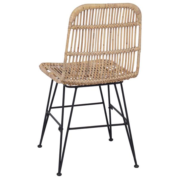 Grote foto vidaxl eetkamerstoel 2 pcs naturel 41 x 55 x 85 cm rattan en staal huis en inrichting stoelen