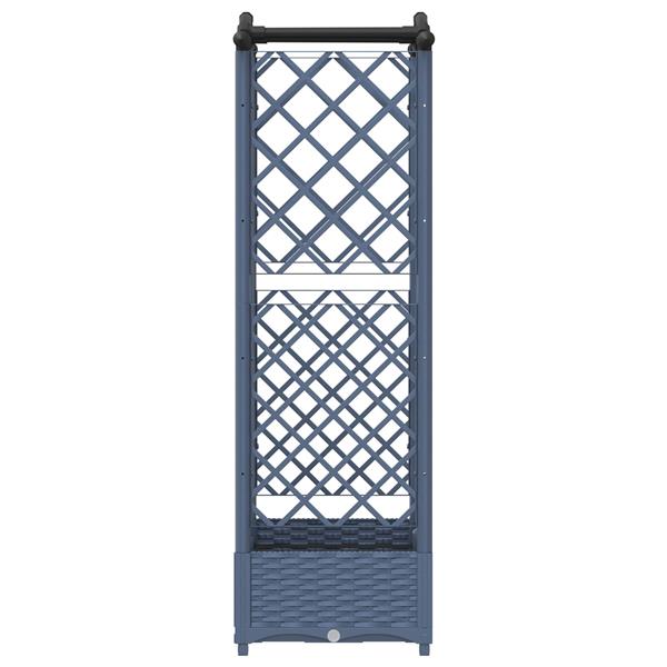Grote foto vidaxl verhoogd bed met trellis en dak grijs 124 x 40 x 126 cm pp tuin en terras overige tuin en terras
